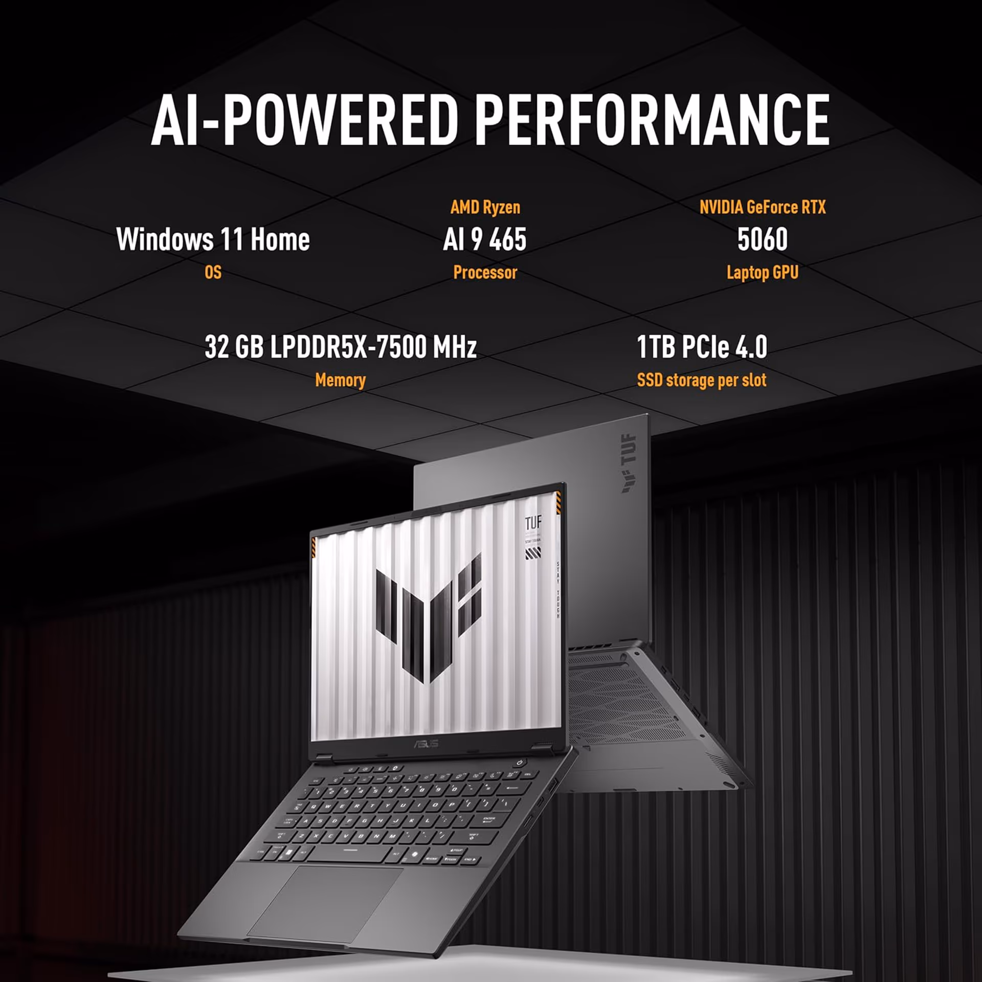 ASUS TUF Gaming A14 | FA401GM-DS96-CA | 14" IPS 2560x1600 165Hz 400nits | AMD RYZEN AI 9 465 | 32GB RAM | 1TB SSD | NVIDIA GeForce RTX 5060 | Jaeger Gray