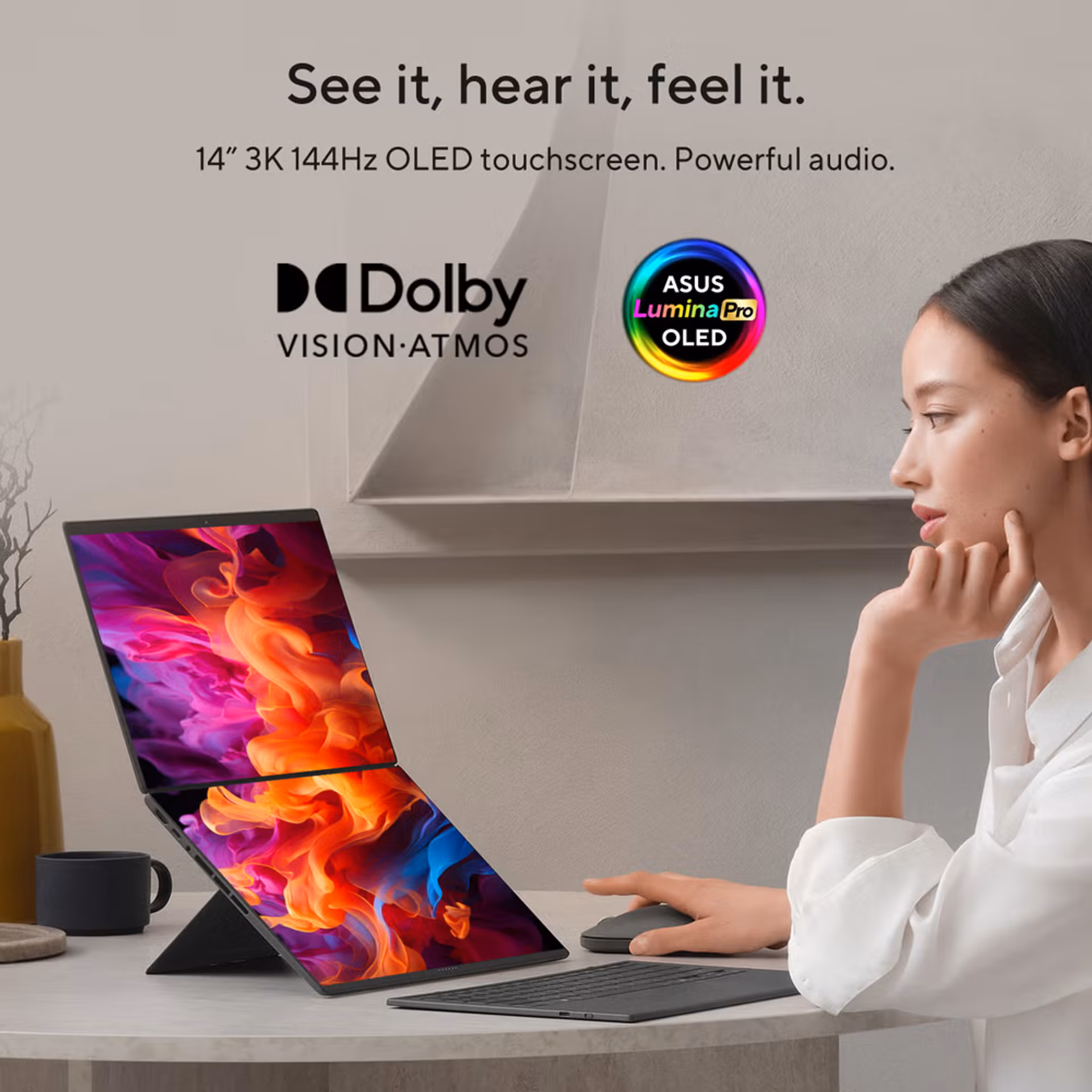 ASUS Zenbook Duo | UX8407AA-DS71T-CA | Intel Core Ultra 7 355 | 32GB RAM | 1TB SSD | Dual Touch 14" 2880x1800 OLED 144Hz 1000nits | Intel Graphics | Moher Gray