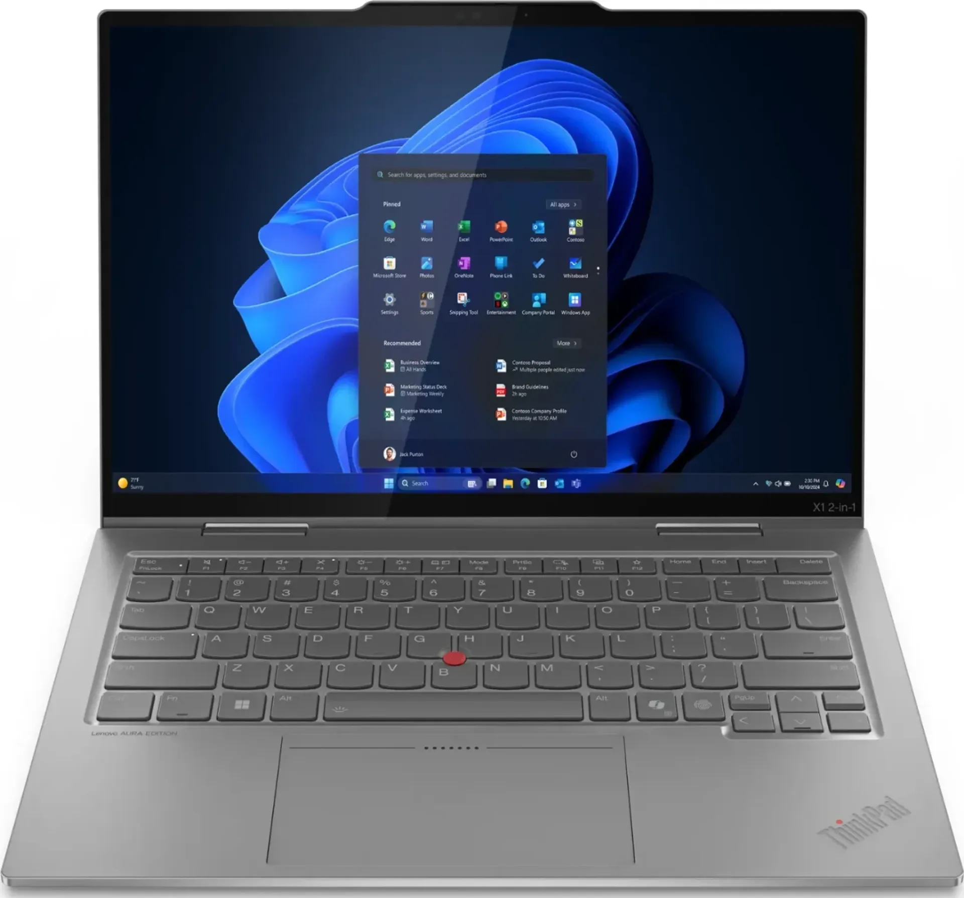 ThinkPad X1 2-in-1 Gen 10 Aura Edition | 21Q000D7CA | Intel Core Ultra 7 265U | 32GB RAM | 512GB SSD | 14" 2880x1800 Touch OLED 120Hz 500nits | Gray