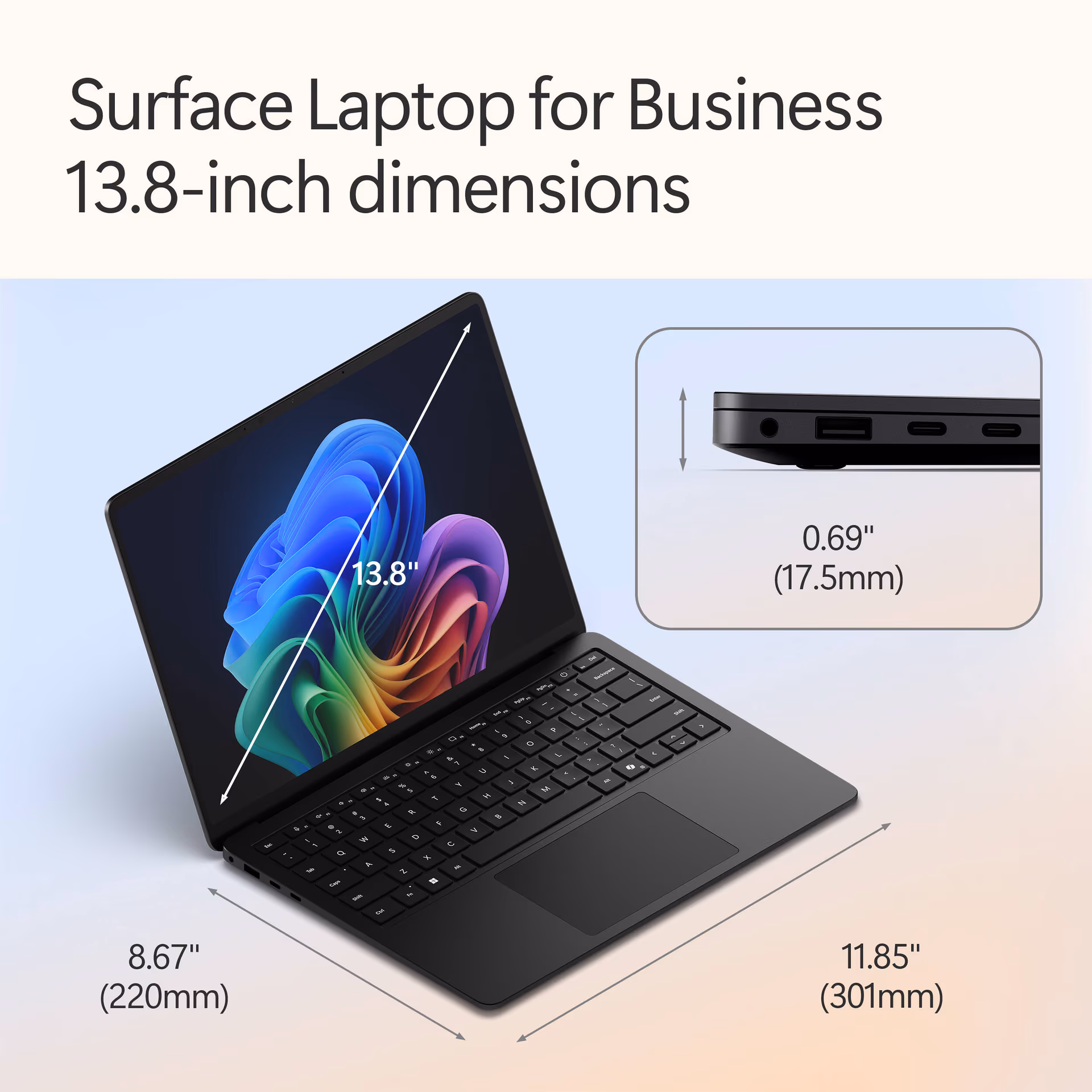 Microsoft 13.8" Surface Laptop for Business 8th Ed | EP2-60020 | 13.8" 2304x1536 Multi-Touch 120Hz 600nits | Snapdragon X2 Elite X2E-78-100 | 64GB RAM | 1TB SSD | Adreno GPU | US English | Black
