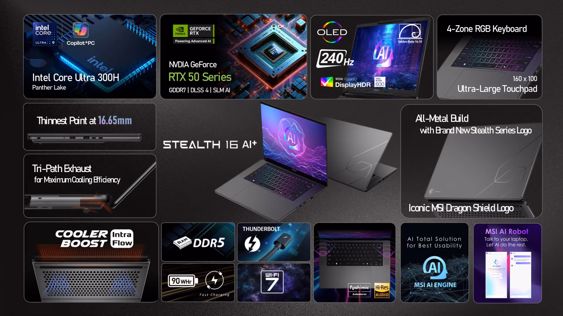 MSI Stealth 16 AI+ | B3WH-042CA | Intel Core Ultra 9 386H | 32GB RAM | 1TB SSD | 16